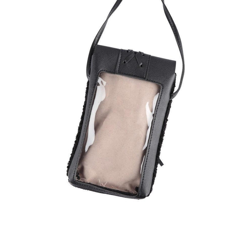 Fuzzy Faux Shearling Leather Phone Bag