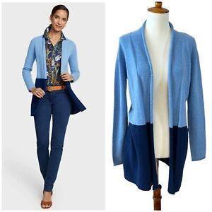 J. McLaughlin 100% Cashmere Cardigan 2-Tone Blue Classic XS NWT