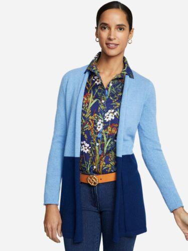 J. McLaughlin 100% Cashmere Cardigan 2-Tone Blue Classic XS NWT
