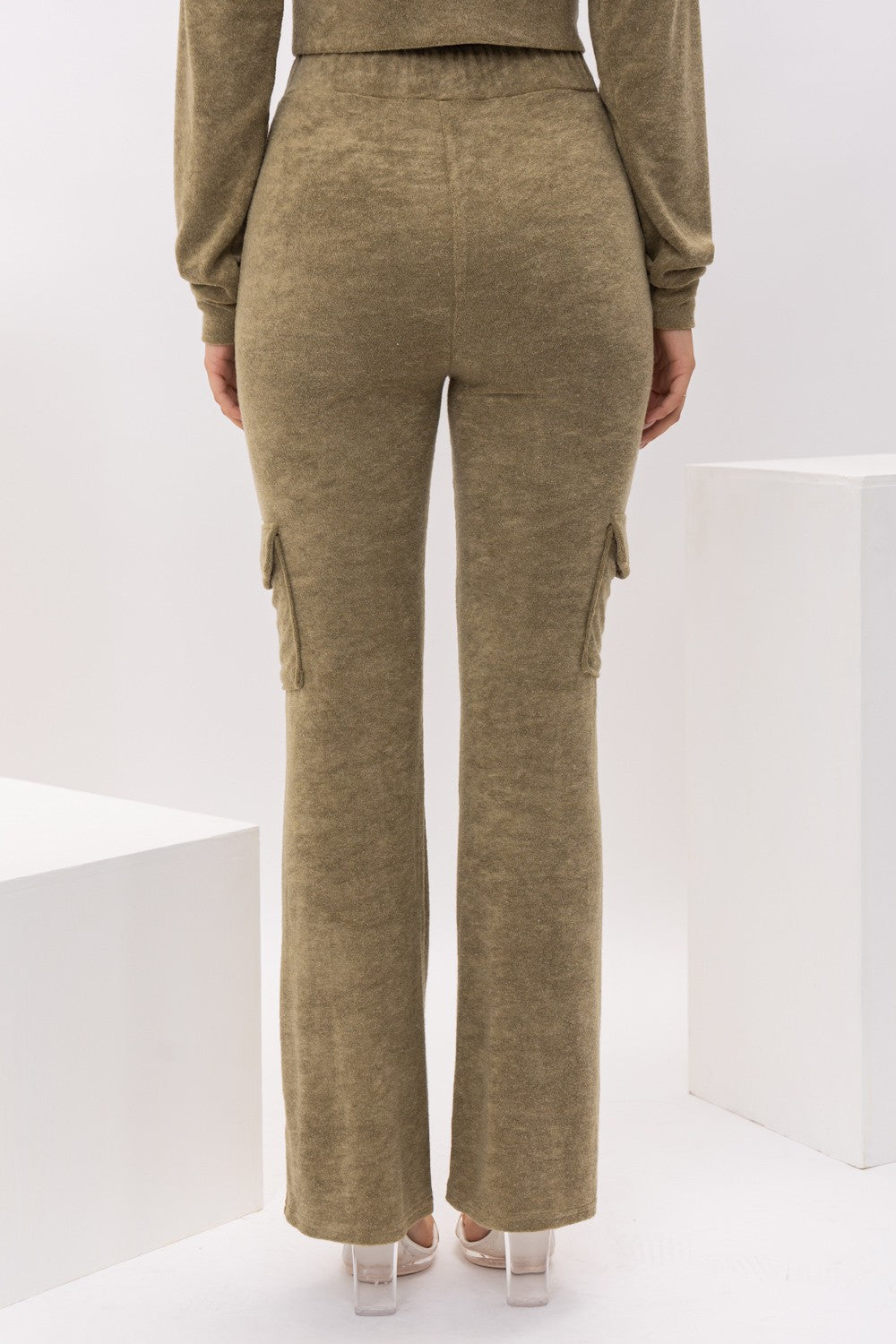Olive Terry Cloth Cargo Pants