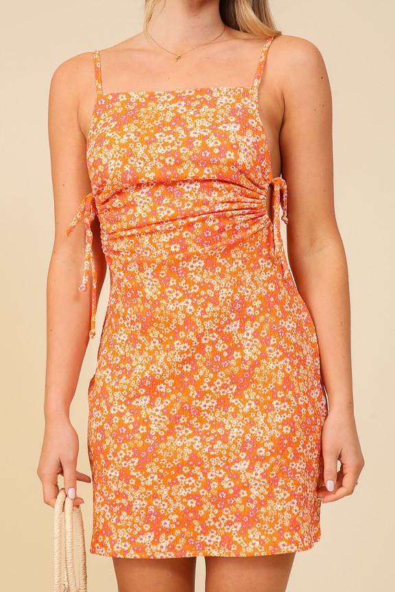 Orange Blossom Tie Mini Dress